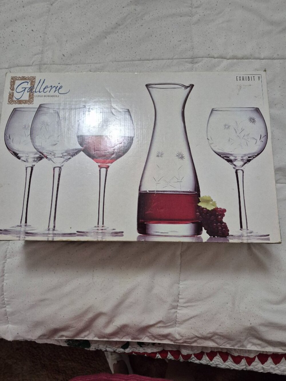 LUIGI BORMIOLI / FLORAL HAND CUT WINE SET
